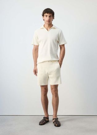 Mango Polo 100% cotone texture bianco sporco - Uomo - XXL - MANGO MAN
