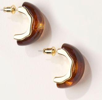 Fat Face FatFace Brown Resin Hoop Earrings