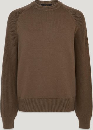 Belstaff Aspect Crewneck Jumper Mens Merino Wool Major Brown Size 2XL