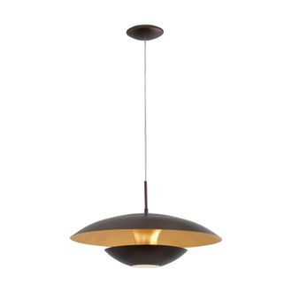 Loops Pendant Ceiling Light Steel Brown Outer & Gold Inner Shade Bulb E27 1x60W in Metallics