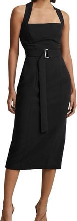 Reiss Nylah Cross Back Bodycon Midi Dress In Black