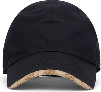 Gucci Mens Cotton Canvas Cap Black-Beige Hat Black/beige