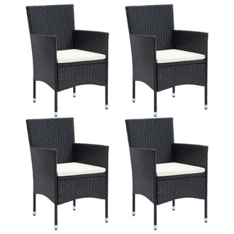 vidaXL Vidaxl - Sillas De Comedor Para Jard&iacute;n 4 Unidades Rat&aacute;n Sint&eacute;tico Negro
