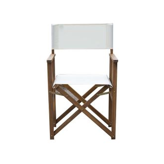 Gardenia Sedia regista in legno di eucalipto, pieghevole, seduta in poliestere colore bianco, 54,5x51xh.85 cm