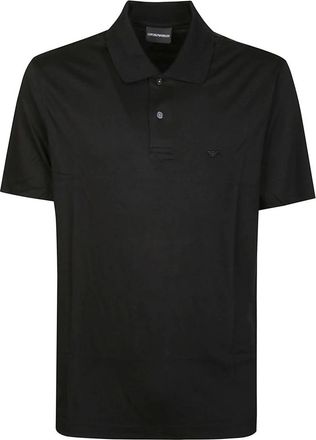 Emporio Armani Polo shirt met korte mouwen en slanke pasvorm - Heren - Polos - Zwart - M - Leer - Tops