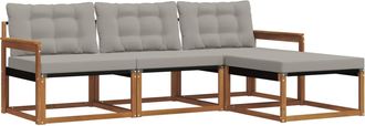 vidaXL Conjunto De Sof&aacute;s De Exterior 4 Uds. Natural Y Gris Claro Vidaxl