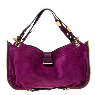Jimmy Choo London Purple Suede And Leather Alex Shoulder Bag