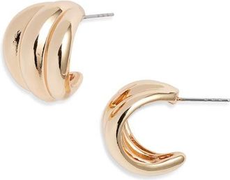 Open Edit Wide Ridged Huggie Hoop Earrings in Gold at Nordstrom
