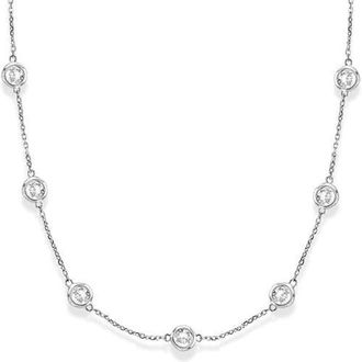 Allurez Lab Diamonds By The Yard Station Necklace 14k in White Gold at Nordstrom, Size 18