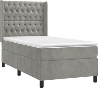 vidaXL Vidaxl - Cama Box Spring Colch&oacute;n Y Led Terciopelo Gris Claro 90x190 Cm