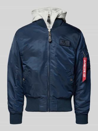 Alpha Industries Alpha Industries Bomberjacke mit Kapuze und Label-Stitching in Blau, Größe XXXL