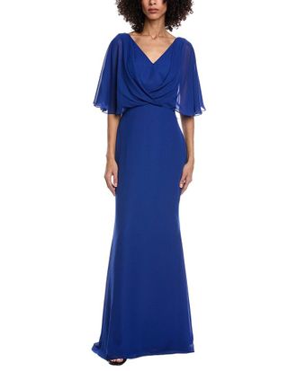 Rene Ruiz Chiffon Capelet Sleeve Gown