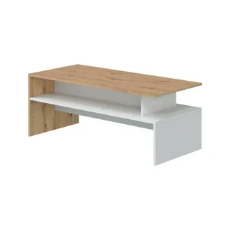 Dmora Tavolino Da Salotto Vail, Tavolino Soggiorno, Tavolino Da Caff&egrave;, Tavolo Basso, 100x50h43 Cm, Rovere Nodi E Bianco Lucido, Con Imballo Rinforzato - Dmo