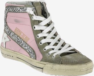 Golden Goose Hohe Sneakers aus Leder im Used-Look Slide