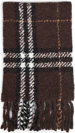 Burberry Sciarpa in misto lana alpaca boucl&eacute; con motivo Check - - Accessories - Donna - Marrone - ONE SIZE