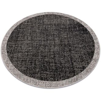 RugsX CARPET SIZAL FLOORLUX CIRCLE 20401 Frame black / silver black round 120 cm