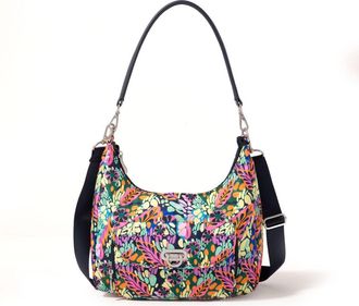 Baggallini Coastal Flip Lock Half Moon Bag in Paradise Print at Nordstrom