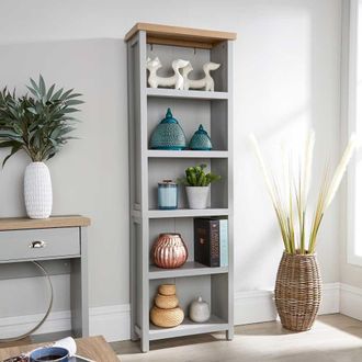Home Source Industries Avon Low 3 Shelves Bookcase Storage Unit Living Room 36mm Top in Grey