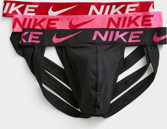 Nike Mens Red/pink-accent jockstraps Dri-FIT Essential Micro 3-pack