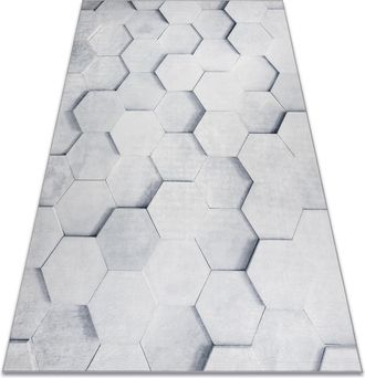 RugsX Rugsx - Alfombra Lavable Andre 1180 Panal, Hex&aacute;gono 3d Antideslizante - Gris Grey 120x170 Cm