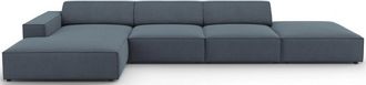 BLOOMINGLOFT 5-Sitzer Design Ecksofa Jodie mit Ottomane links - Strukturstoff