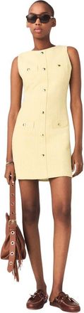 Maje Short tweed dress in Pale Yellow at Nordstrom, Size 40 Eu