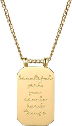 Mantra Beautiful Girl, You Can Do Hard Things - Necklace in Yellow Gold at Nordstrom