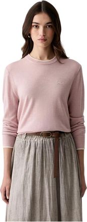 Karl Lagerfeld Merino Wol Trui met Ronde Hals - Dames - Ronde hals truien - Roze - L - Wol - Truien & Vesten