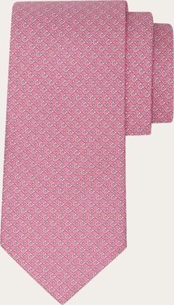Ferragamo Men Gancini Square print silk tie Pink
