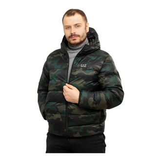 Emporio Armani Emporio Armani Ea7, Jassen, Heren, Zwart, M, Polyester, Omkeerbare Jas met Capuchon