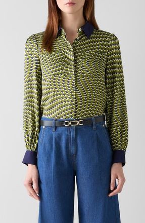 L.k. Bennett Henri Print Shirt in Green Multi at Nordstrom, Size 10 Us