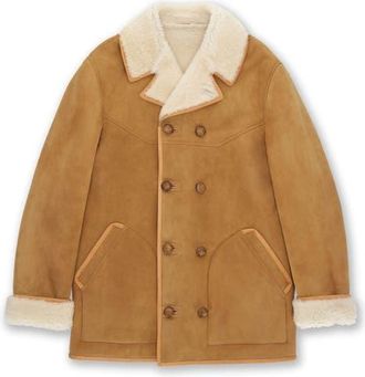Fortela Lemans Double-Breasted Shearling Coat in Camel at Nordstrom, Size 50 Eu