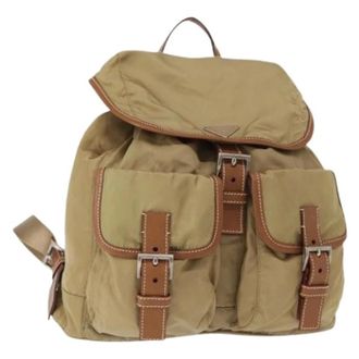 Prada Pre-owned Backpacks, female, Beige, Size: ONE SIZE Pre-owned Nylon Backpack