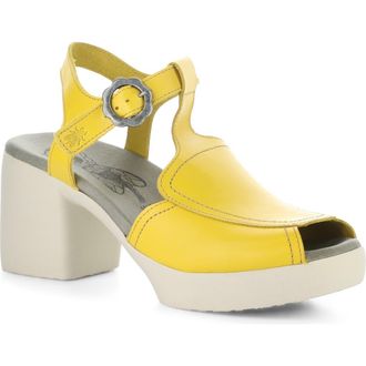 FLY London Flig Ankle Strap Platform Sandal in Yellow at Nordstrom, Size 10-10.5Us