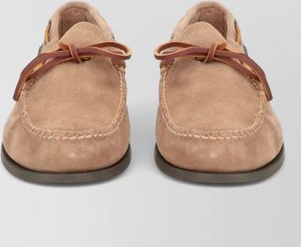 G.H. Bass & Co. suede moccasin boat shoes lace detail