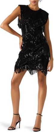 Steve Madden Astoria Sequin Fringe Minidress in Black at Nordstrom Rack, Size X-Large