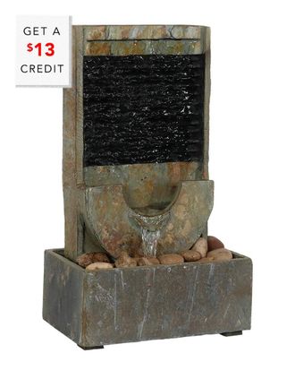 Sunnydaze Half Moon Natural Slate Indoor Tabletop Water Fountain Feature With $13 Credit