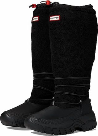 Hunter Womens Wanderer Tall Sherpa Snow Boots In Black