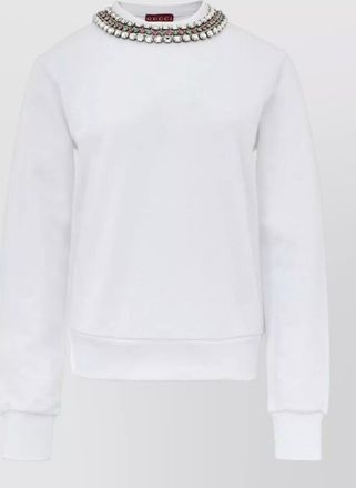 Gucci cotton jeweled long-sleeve sweatshirt