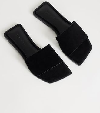 Topshop Sara - Sandali bassi sabot in vera pelle scamosciata neri-Nero