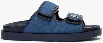 Tommy Hilfiger Womens Double-Strap Denim Slide Sandal - Blue - US 6.5 / EU 37