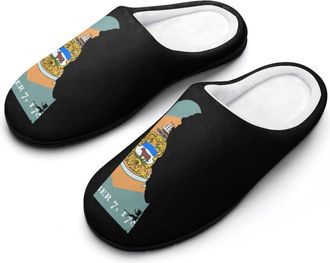 Generic Flag Map of Delaware Cotton Womens Slip-on Slippers Winter Warm House Shoes with Rubber Sole for Home Office Hotel