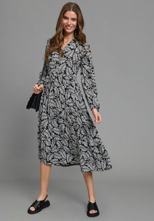 Laura Scott Maxikleid LAURA SCOTT, Damen, Gr. 34, N-Gr, schwarz-weiss (schwarz), Web, Obermaterial: 100% Viskose, bedruckt, Kleider Maxikleid, f&uuml;r Business, Casua