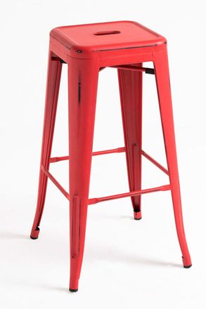 Regalos Miguel Pack 2 Taburetes color rojo vintage en acero reforzado