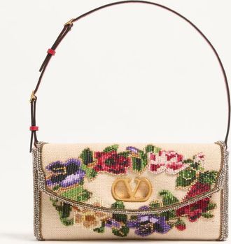 Valentino Garavani Valentino Garavani DeVain Embroidered Small Shoulder Bag Wo