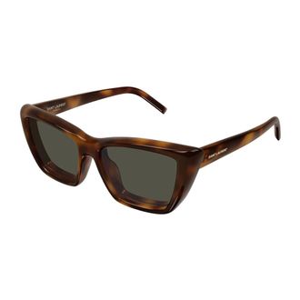 Saint Laurent SL 276 Mica Plump Zonnebril - Dames - Accessoires - Bruin - Maat: 55 MM Nylon