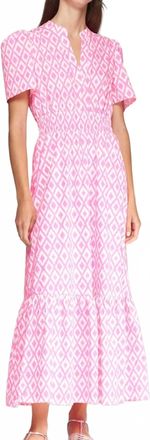 Vilagallo Leila Ikat Dress In Neon Pink
