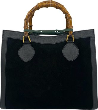 Gucci Black Suede Leather Handbag Tote Bag (Pre-Owned)