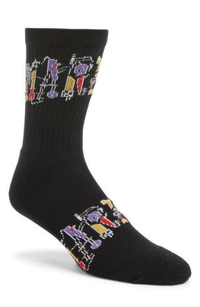 Market Abstract Crew Socks in Black at Nordstrom