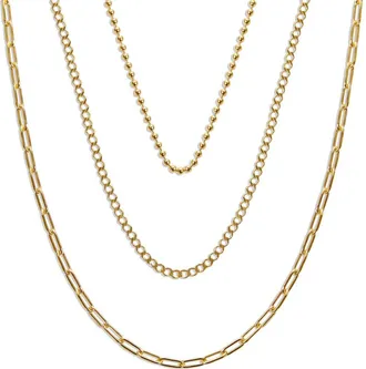 Argento Vivo Triple Row Layered Chain Necklace in Gold at Nordstrom